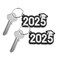 2025 Graduation Black & White Rubber Keychains 12 Pieces 2 1/4"
